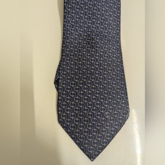Authentic Gucci Blue Silk Printed Tie - Picture 6 of 11